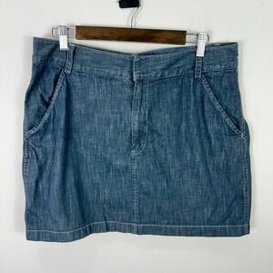 Banana Republic Denim Mini Skirt Womens 14 Blue Cotton Casual Chambray Preppy